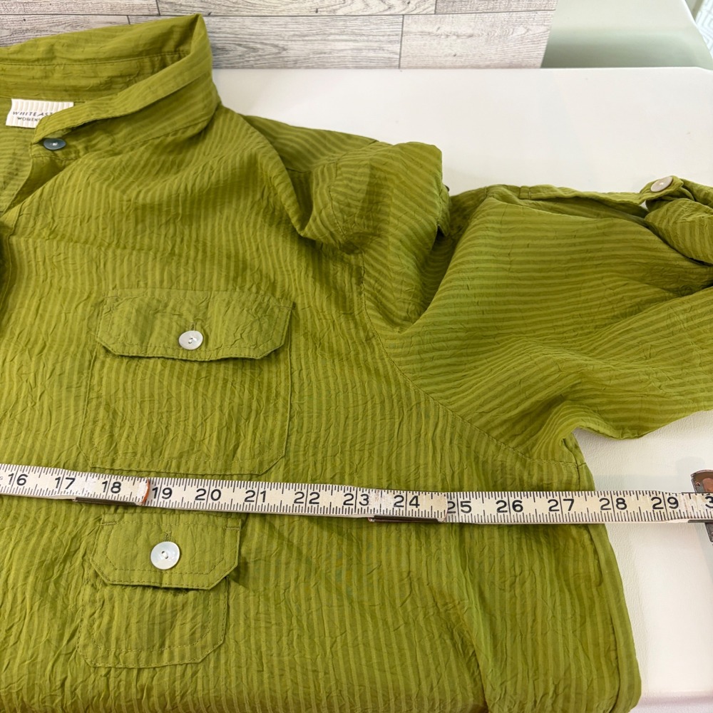White Stag Button Down Shirt Womens 22W/24W Mossy Green Roll Tab Utility Safari - Picture 6 of 7
